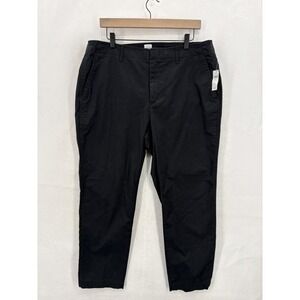 Gap Downtown Khaki Pants Womens 16 Black Stretch Twill Straight Leg Chino Casual